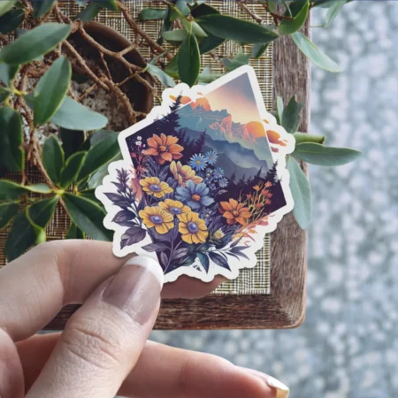 Durable Flowers Floral Vinyl Sticker – scratch resistant, UV resistant vinyl decal sticker perfect for laptops and cars