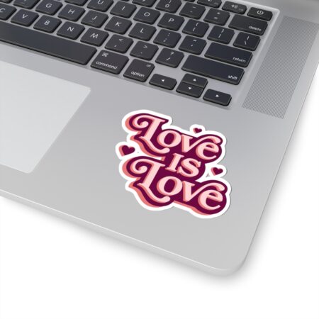 Vibrant Love is Love Kiss-Cut Vinyl Sticker, LGBTQ Pride Vinyl Sticker – scratch and UV resistant waterproof decal for water bottle, journal & more