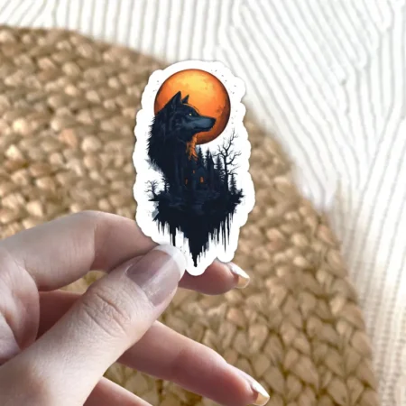 High-quality Wolf Moon Vinyl Sticker v#2 – scratch resistant and UV resistant waterproof decal sticker for laptop and bottle