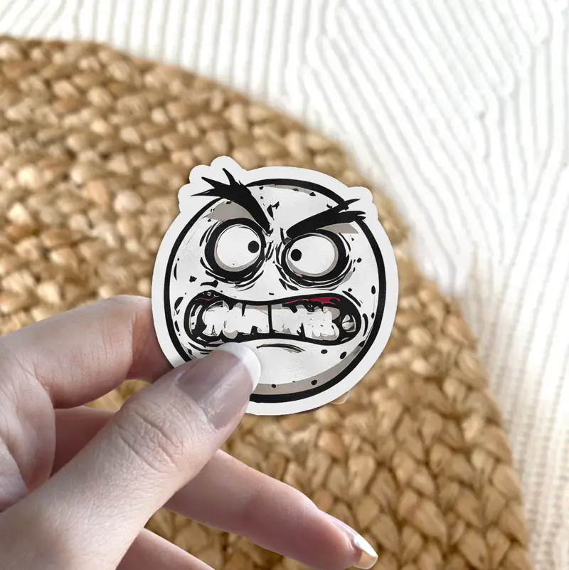 Angry Weird Emoji Emotion Vinyl Stickers 5 3x3' - Image 2