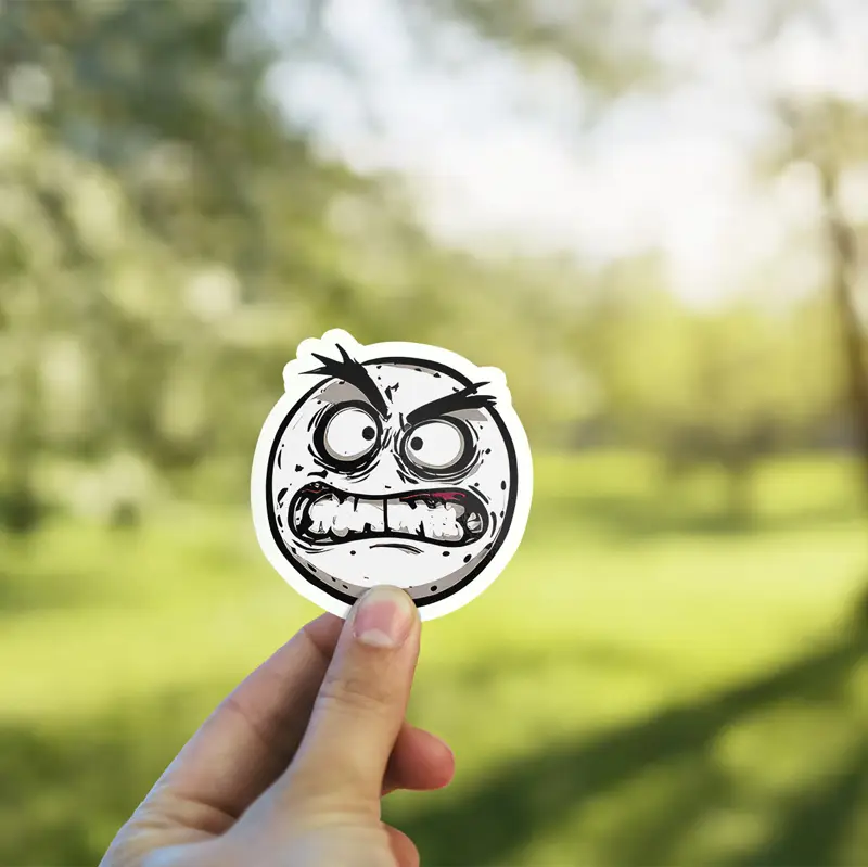 Angry Weird Emoji Emotion Vinyl Stickers 5 3x3' - Image 6