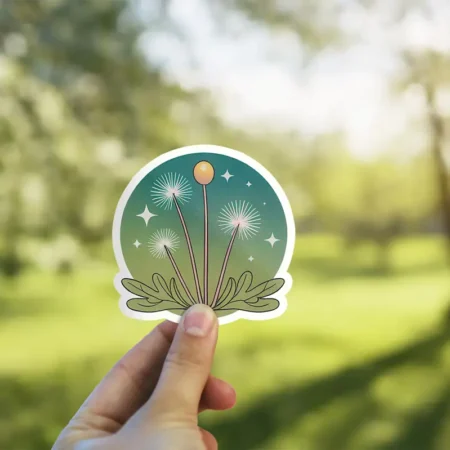 Dandylion Night Scene Vinyl Sticker 3x3' #1
