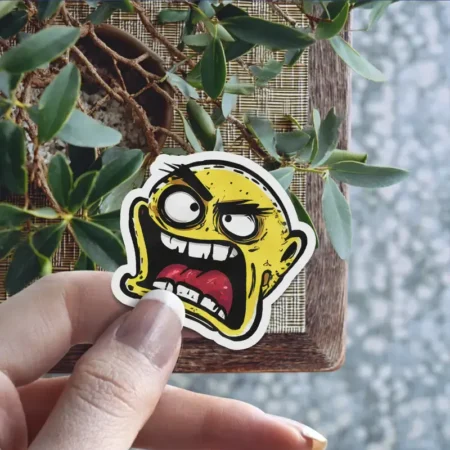 Angry Weird Emoji Emotion Vinyl Stickers 8 3x3'