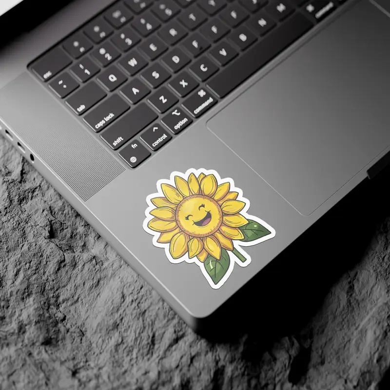 Happy Smile Sunflowert 3 x 3' Vinyl Sticker