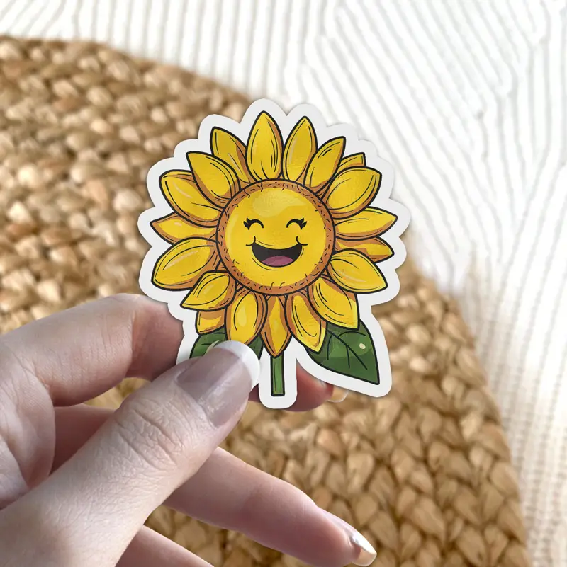 Happy Smile Sunflowert 3 x 3' Vinyl Sticker
