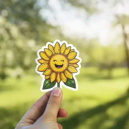 Happy Smile Sunflowert 3 x 3' Vinyl Sticker