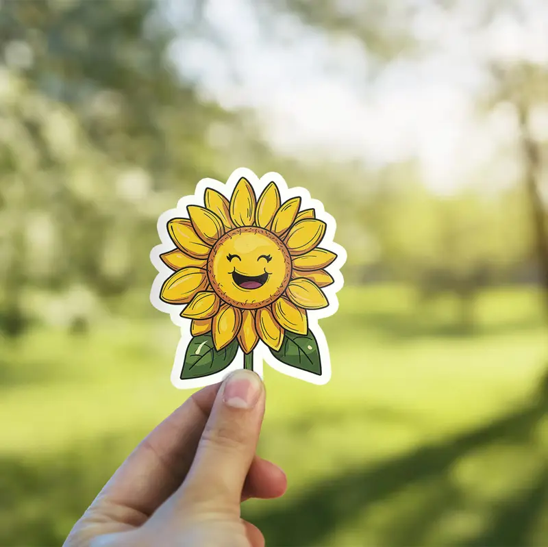 Happy Smile Sunflowert 3 x 3' Vinyl Sticker
