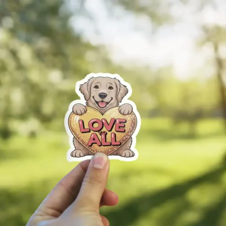 Love to All Dog Heart Vinyl Sticker