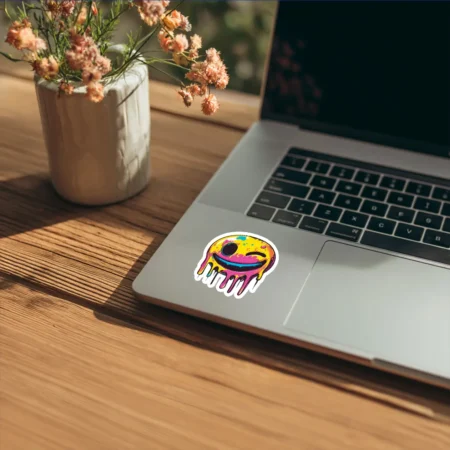 Alternative view of Paint Emoji Smile Face Vinyl Sticker 3' x 3'