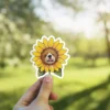 Sunflower With Dog Face Vinyl Sticker 3x3'
