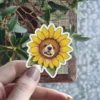 Sunflower With Dog Face Vinyl Sticker 3x3'