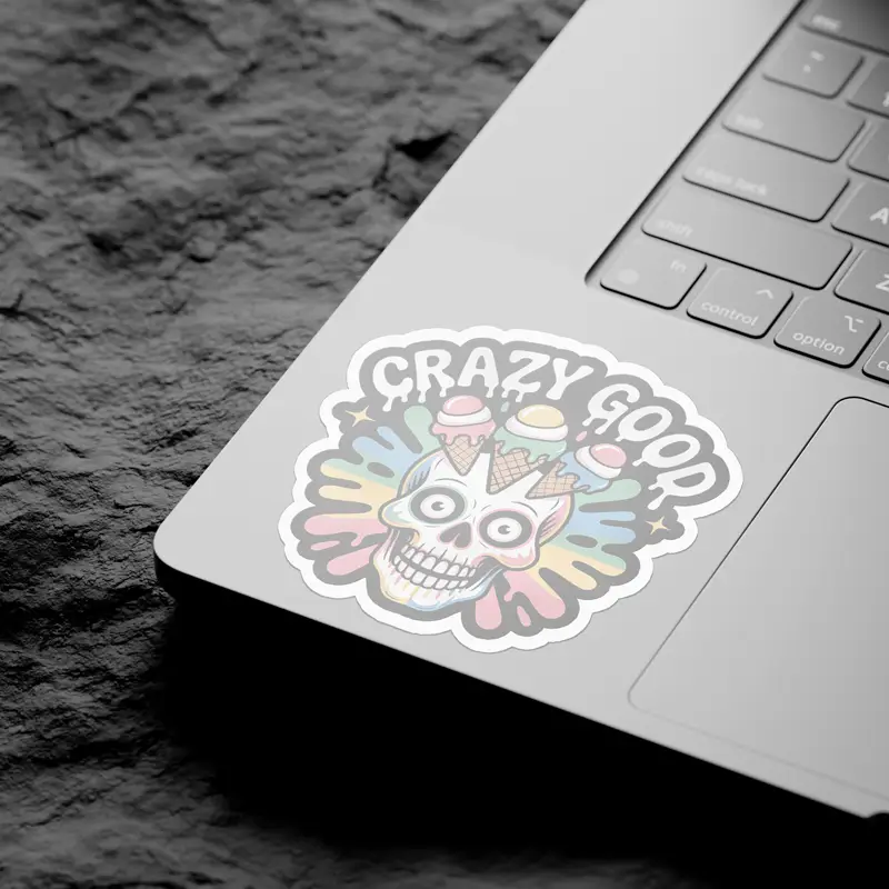 Crazy Good Rainbow Skull Vinyl Sticker - Image 4