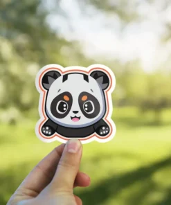 This cute, cartoon panda is a waterproof vinyl sticker, perfect as a water bottle sticker or laptop decal.