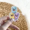 Vibrant Cute Group Monsters Vinyl Sticker – scratch and UV resistant waterproof decal for water bottle, journal & more