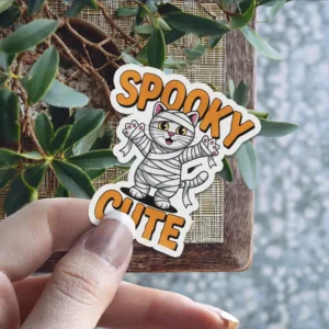 Durable Cute Halloween Cat Spooky Cute Vinyl Sticker #2 – scratch resistant, UV resistant vinyl decal sticker perfect for laptops and cars