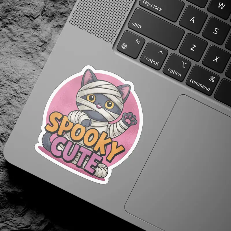 Cute Halloween Cat Spooky Cute Vinyl Sticker #7 - Image 4