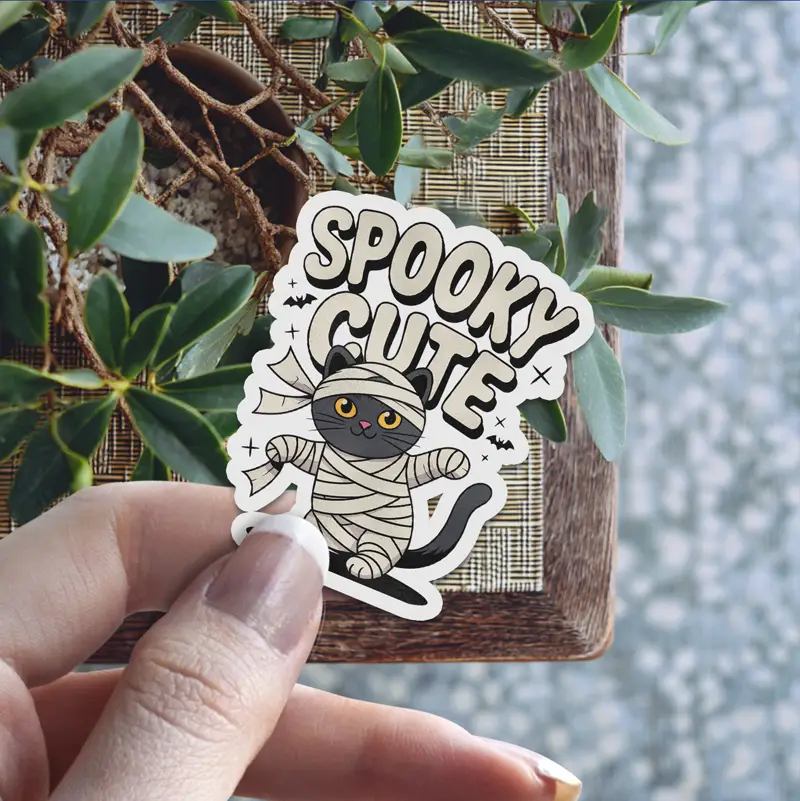 Cute Halloween Cat Spooky Cute Vinyl Sticker #9 - Image 6
