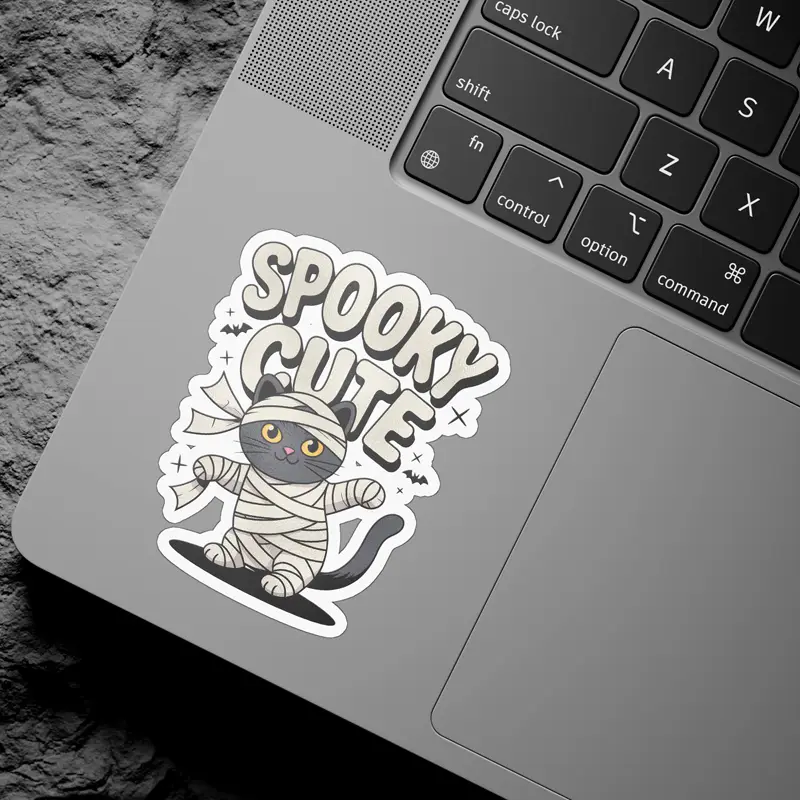 Cute Halloween Cat Spooky Cute Vinyl Sticker #9 - Image 3