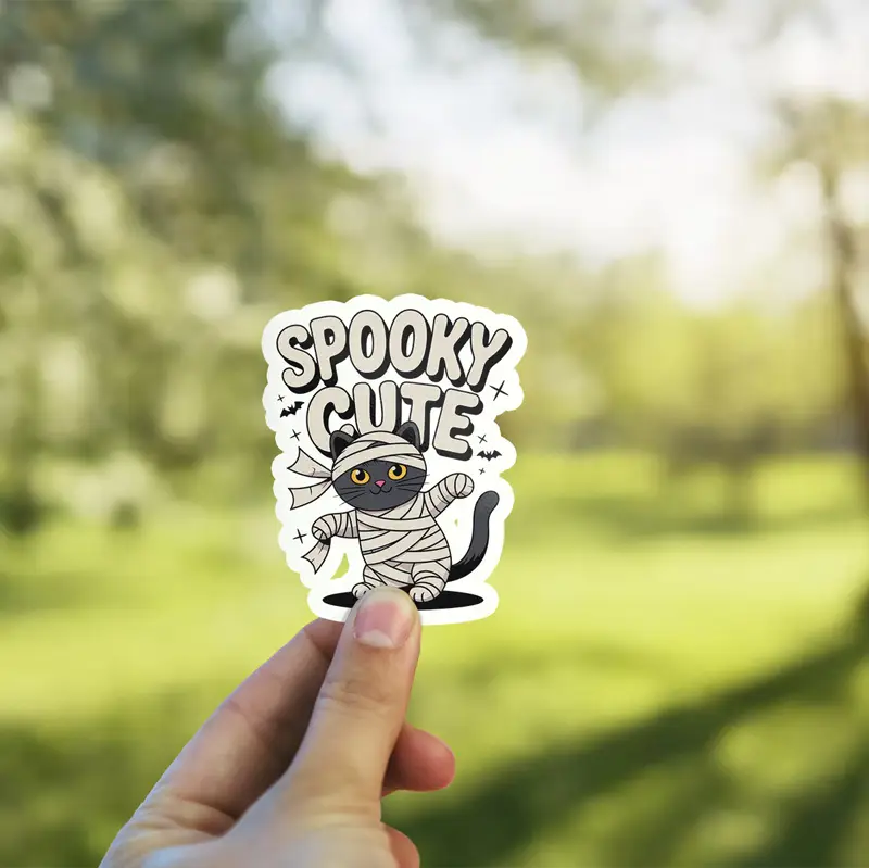 Cute Halloween Cat Spooky Cute Vinyl Sticker #9