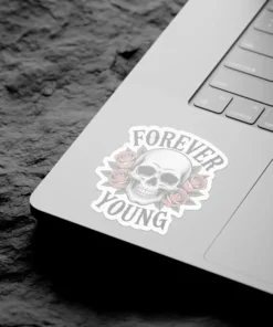 Alternative view of Forever Young Skull Roses Vinyl Sticker #1