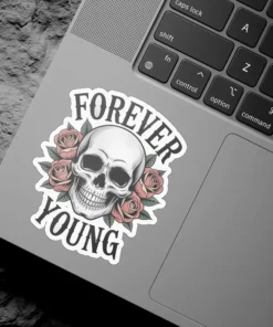 Forever Young Skull Roses Vinyl Sticker #1