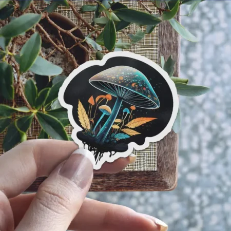 Durable Freaky Neon Mushrooms #5 Vinyl Sticker – scratch resistant, UV resistant vinyl decal sticker perfect for laptops and cars