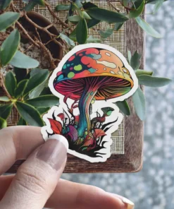 Alternative view of Freaky Neon Mushrooms #8 Vinyl Sticker