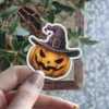 Vibrant Jack O Lantern Pumpkin Halloween Vinyl Sticker – scratch and UV resistant waterproof decal for water bottle, journal & more