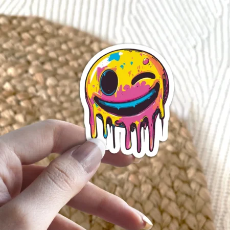 Premium Paint Emoji Smile Face Vinyl Sticker – weatherproof, scratch resistant and UV resistant sticker for everyday use