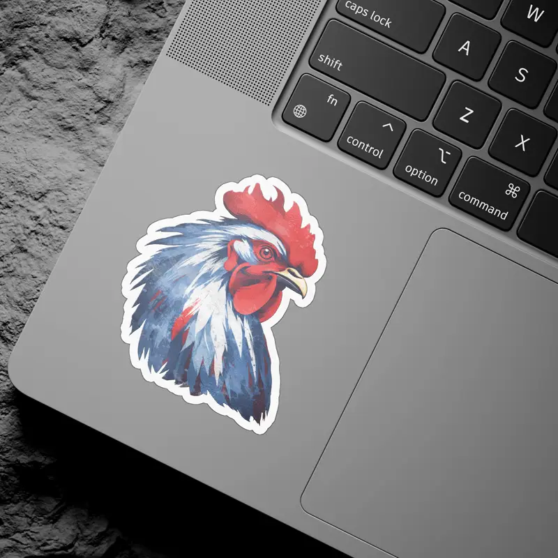 Red White Rooster Vinyl Sticker ##1 - Image 5