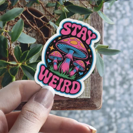 Stay Weird Vinyl Sticker 3' x 3' - Vinyl Stickers StickerWaffle
