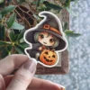 Witch Pumpkin Halloween Vinyl Sticker 2.5' x 2.5' - Vinyl Stickers StickerWaffle