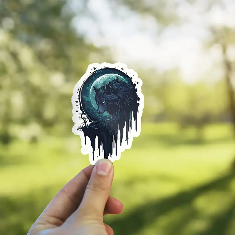 Wolf Moon Vinyl Sticker - Image 3