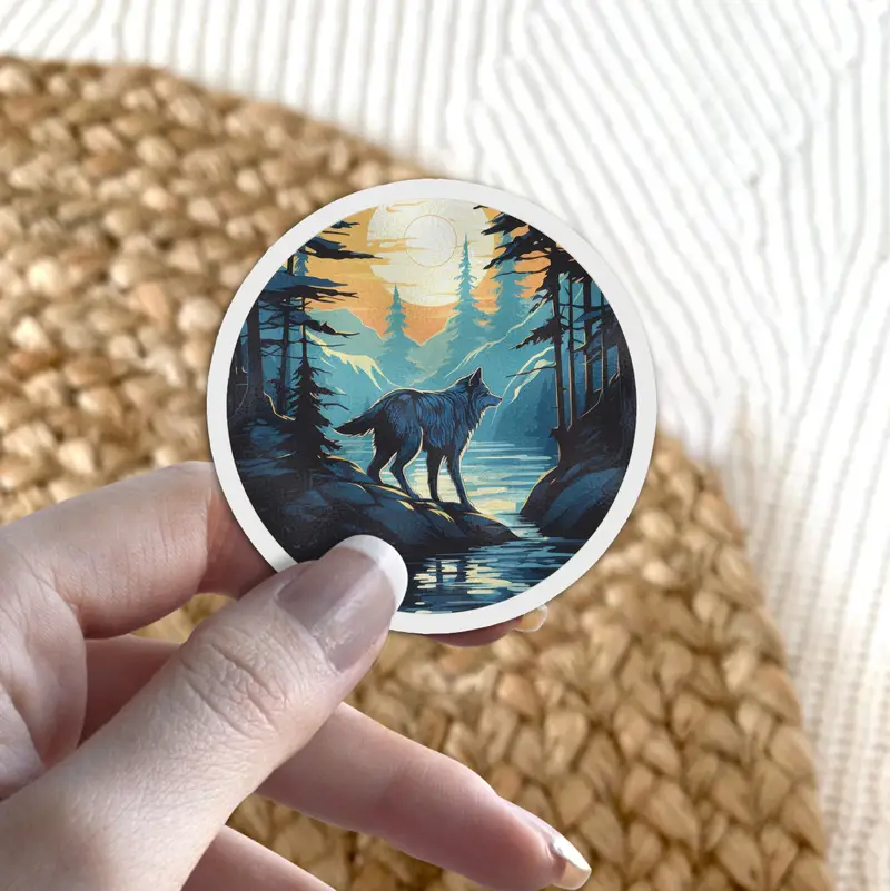 Wolf Moonlight Night Scene Vinyl Sticker ##5 - Image 6