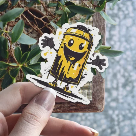 Yellow Spray Can Vinyl Sticker 3' x 3' - Vinyl Stickers StickerWaffle