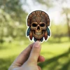 Aztec Inka Tiki Skull Vinyl Sticker