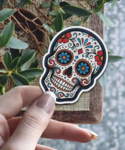 Color Sugar Skull Vinyl Sticker