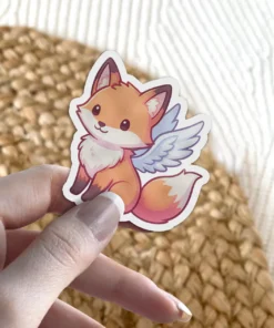 Kawaii Fox With Wings Vinyl Sticker-#4