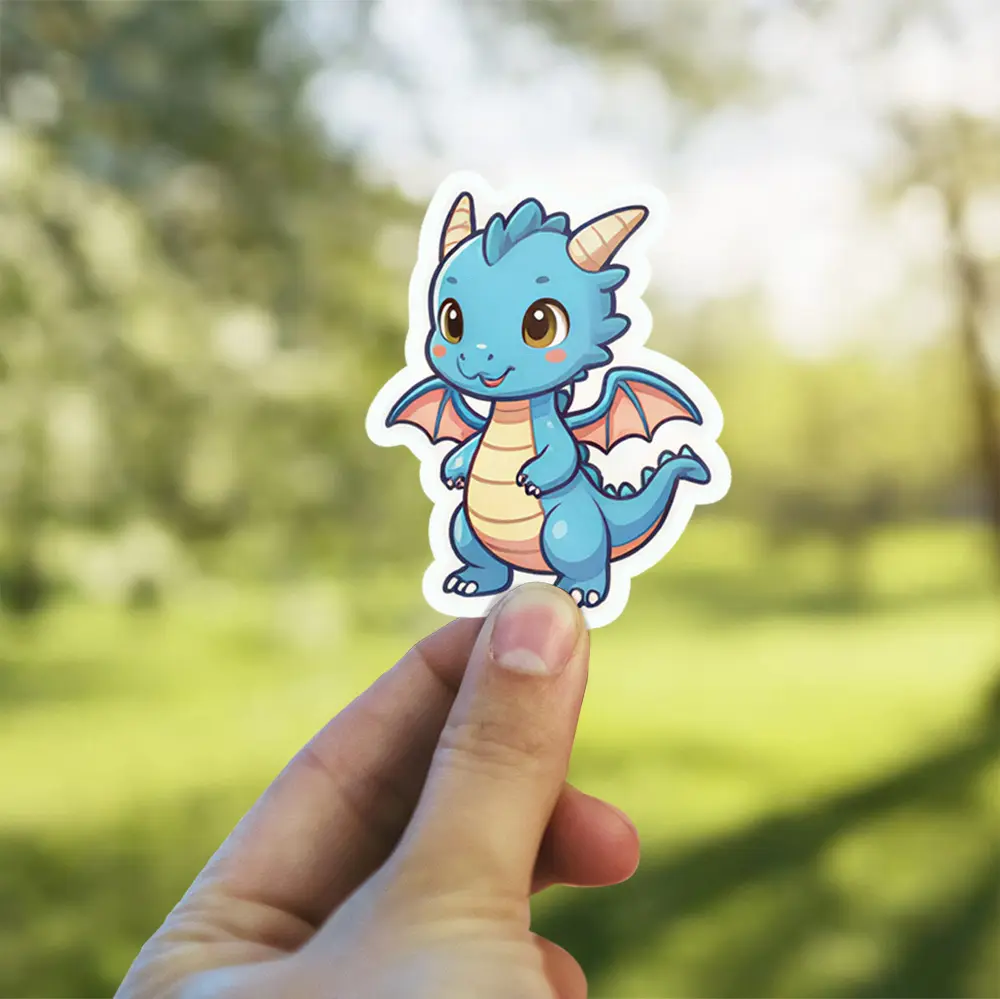 Kawaii Chibi Dragon Blue #2 Vinyl Sticker