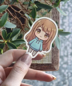 Kawaii Chibi Girl Blue Top Vinyl Sticker