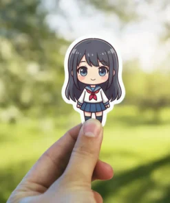 Vibrant Kawaii Chibi Girl Sailor #2 Vinyl Sticker – scratch and UV resistant waterproof decal for water bottle, journal & more