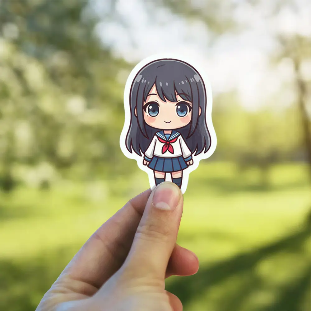 Vibrant Kawaii Chibi Girl Sailor #2 Vinyl Sticker – scratch and UV resistant waterproof decal for water bottle, journal & more