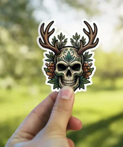 Durable Nature Deer Skull Vinyl Sticker – scratch resistant, UV resistant vinyl decal sticker perfect for laptops and cars