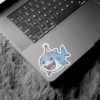 Cute party shark sticker with birthday hat, scratch-resistant satin finish sticker