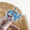 Cute party shark with hat, scratch-resistant satin finish sticker