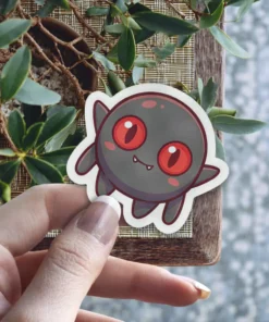 Black Winged Kawaii Monster Vinyl Sticker #1