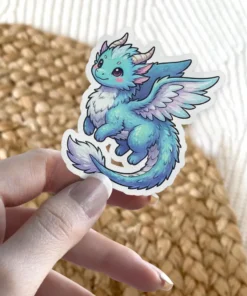 Blue Cute Dragon Vinyl Sticker