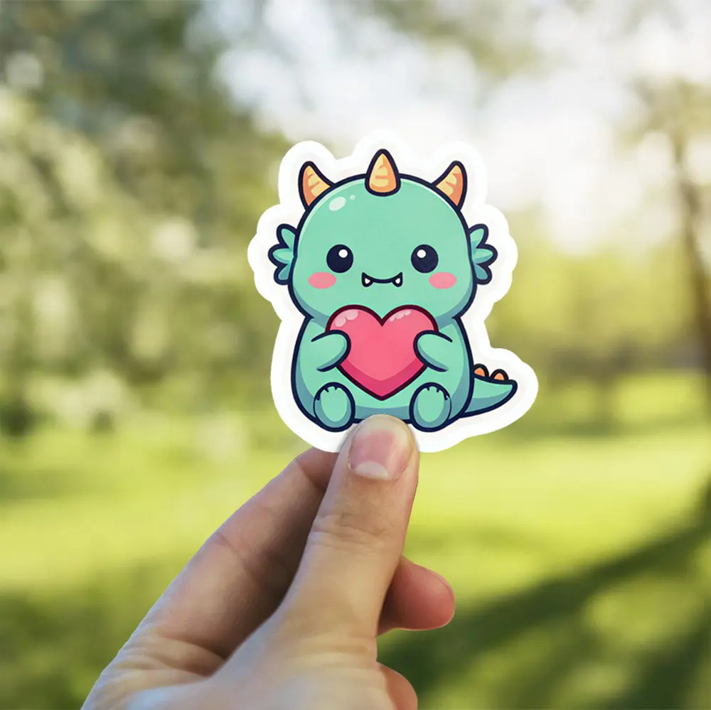 Blue Green Cute Kawaii Monster Vinyl Sticker #2