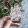 Blue Green Kawaii Dragon Vinyl Sticker #2