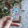 Blue Green Kawaii Dragon Vinyl Sticker #4